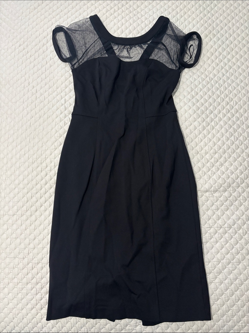 White House Black Market Black Mesh Yoke Midi Dress